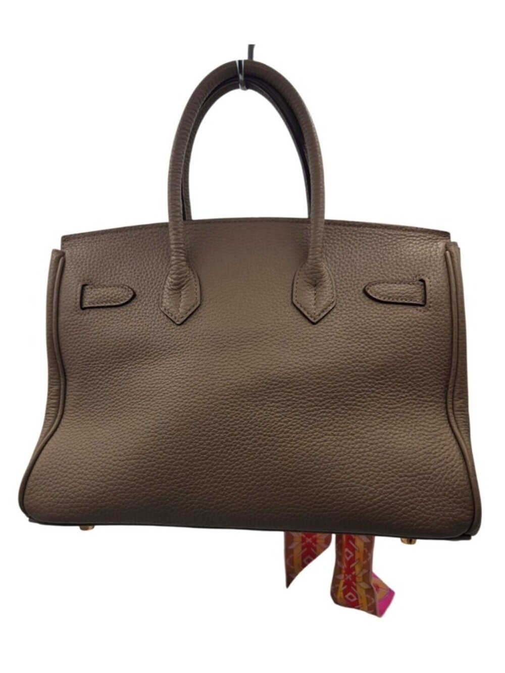 House of Hello B 35 Style Beige Leather Gold Hardware Top Handle Purse - Picture 3 of 9
